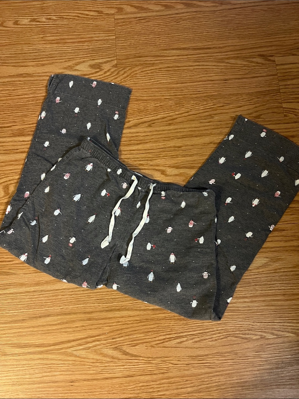GAP Dark Gray Pajama Pants with Tiny Penguin Print